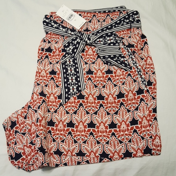 LOFT Pants - NWT Loft Floral Mosaic Tie Waist Shorts